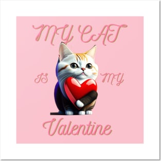 My Cat Is My Valentine Posters and Art